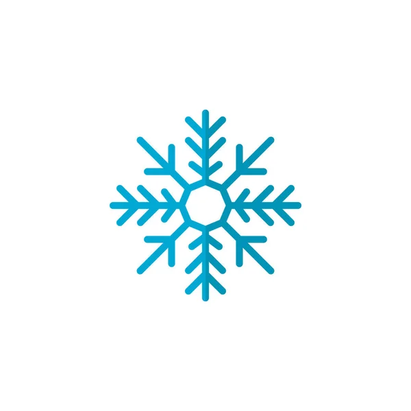 Blue Snowflake Flat Icon Vector Sign Colorful Pictogram Isolated White — Stock Vector