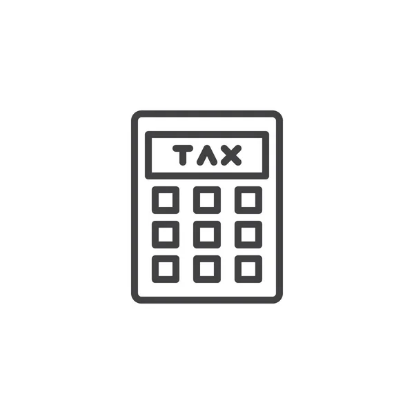 税計算機能概要アイコン 携帯電話の概念と Web デザインの直線的なスタイルの標識です 税計算の単純な線ベクトルのアイコン シンボル ロゴの図 ピクセル完璧なベクトル グラフィック — ストックベクタ