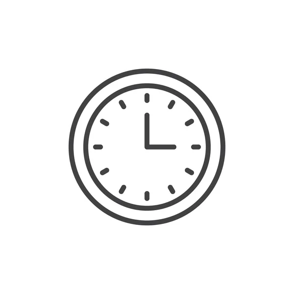 壁時計の概要アイコン 携帯電話の概念と Web デザインの直線的なスタイルの標識です 円形のオフィス時計シンプル ライン ベクトル アイコン シンボル ロゴの図 — ストックベクタ