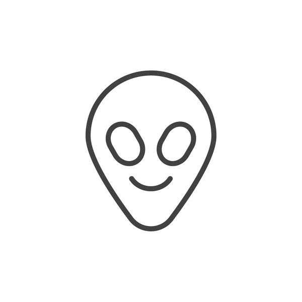 Alien visage émoticône contour icône — Image vectorielle