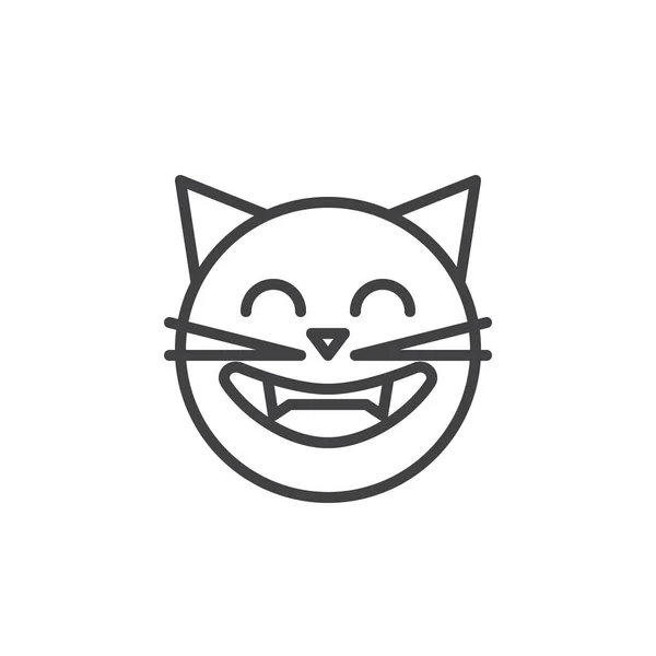 Rire visage de chat émoticône icône contour — Image vectorielle