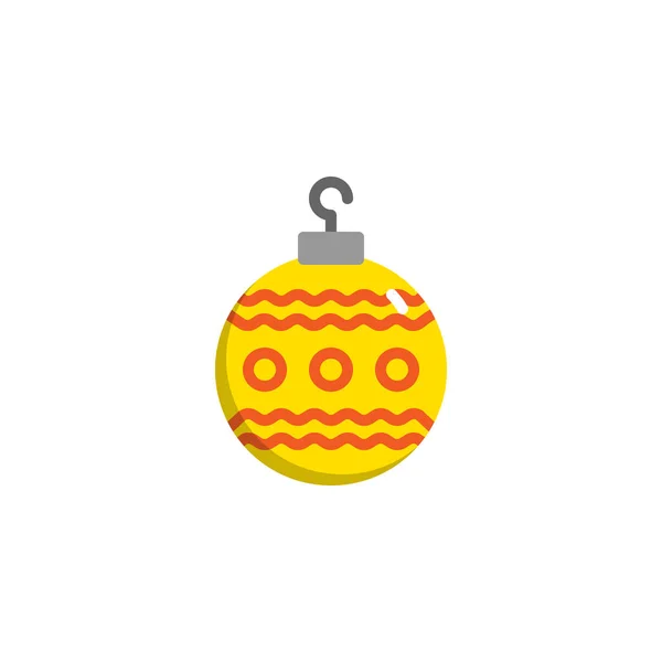 Christmas ball decorated flat icon — Stock Vector