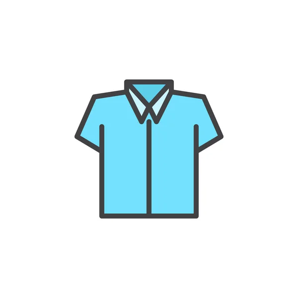 蓝色衬衫填充轮廓图标 线矢量符号 线性五颜六色的象形文字隔离在白色 清洁衬衫符号 标志插图 像素完美矢量图形 — 图库矢量图片