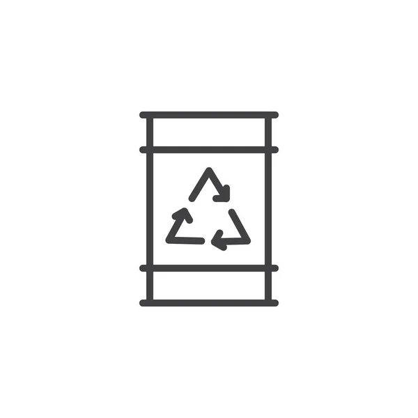 Vat met recycle pijlen overzicht pictogram — Stockvector