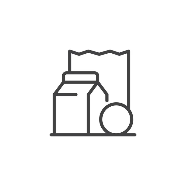 Паперовий Мішок Значком Контуру Їжі Знак Лінійного Стилю Мобільної Концепції — стоковий вектор