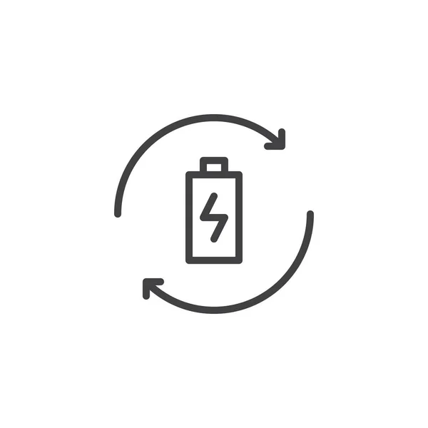 Reciclagem Ícone do contorno da bateria — Vetor de Stock