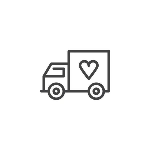 Bestelwagen met hart overzicht pictogram — Stockvector