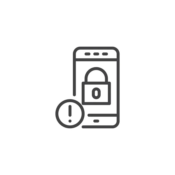 Смартфон Безопасный Значок Блокировки Контура Знак Стиля Мобильной Концепции Веб — стоковый вектор