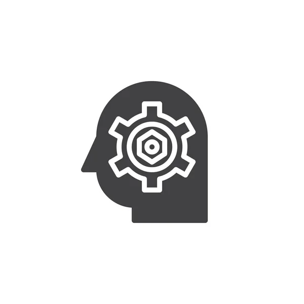 Engrenage dans l'icône du vecteur tête — Image vectorielle