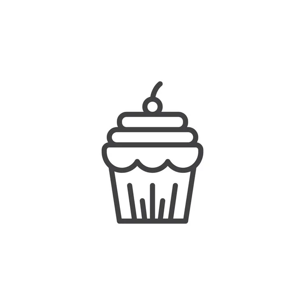 ベリー概要アイコンとカップケーキ 携帯電話の概念と Web デザインの直線的なスタイルの標識です 感謝祭ケーキ シンプル ラインのベクトルのアイコン シンボル ロゴの図 ピクセル完璧なベクトル — ストックベクタ