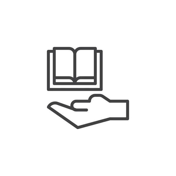 Піктограма контурів рук і книг — стоковий вектор