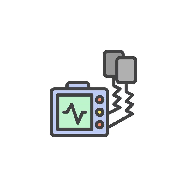 Defibrillator machine Gevulde omtrek-symbool — Stockvector