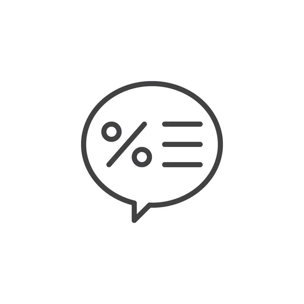 Percentage discount speech bubble outline icon — Stock Vector