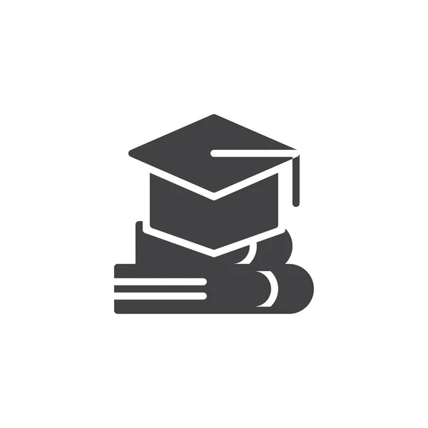 Capuchon de graduation et icône vectorielle livre — Image vectorielle
