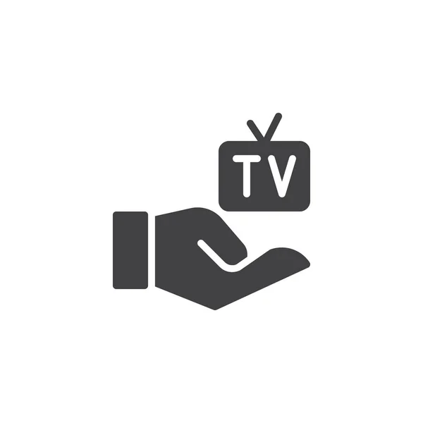 Рука Тримає Телевізор Вектор Значок Заповнений Плоский Знак Мобільної Концепції — стоковий вектор