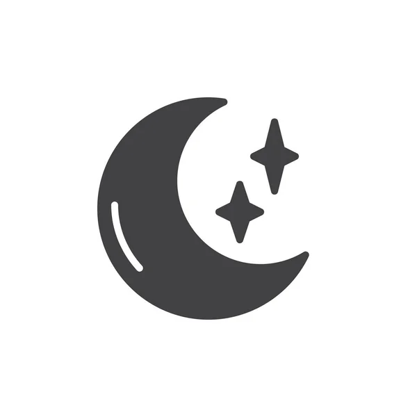 月亮和星星向量图标 填充平面符号的移动概念和网页设计 新月和星星简单的固体图标 夜间符号 徽标插图 像素完美矢量图形 — 图库矢量图片