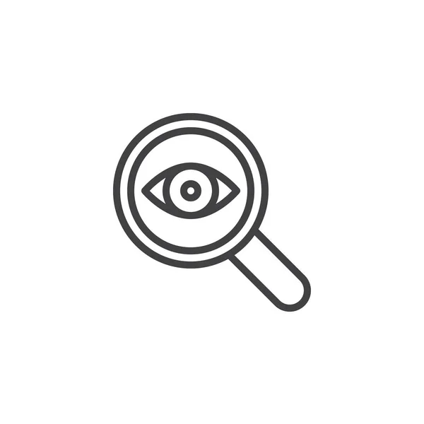 Lupa Con Icono Contorno Ojos Signo Estilo Lineal Para Concepto — Vector de stock