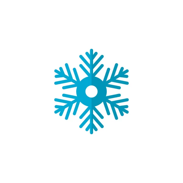 蓝色雪花平面图标 矢量标志 五颜六色的象形文字隔离在白色 雪冬符号 标志插图 扁平风格的设计 — 图库矢量图片