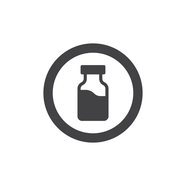 サークル ベクトル アイコンで牛乳瓶 モバイルの概念と Web デザインのフラット記号を記入しました 有機食品の簡単な固体アイコン シンボル ロゴの図 ピクセル完璧なベクトル — ストックベクタ