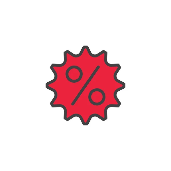 Percentage Badge Gevuld Overzicht Pictogram Lijn Vector Teken Lineaire Kleurrijke — Stockvector