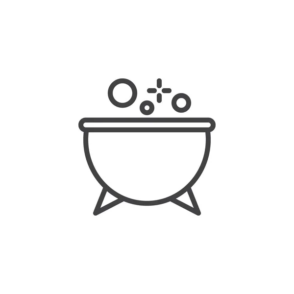 Icono Del Contorno Olla Brujas Signo Estilo Lineal Para Concepto — Vector de stock