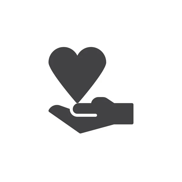 Mano de donación con icono de vector de corazón — Vector de stock