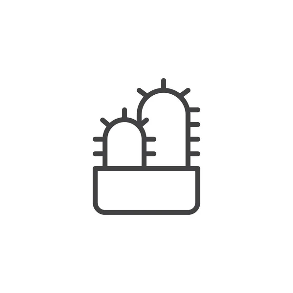 Kaktus v ikonu obrysu květináč květina — Stockový vektor