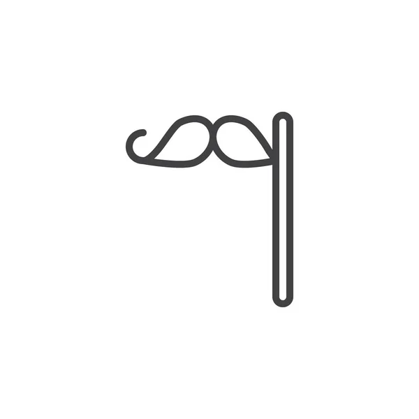 Mustache on a stick outline icon — Stock Vector