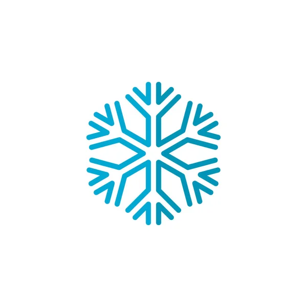 Blue Snowflake Flat Icon Vector Sign Colorful Pictogram Isolated White — Stock Vector