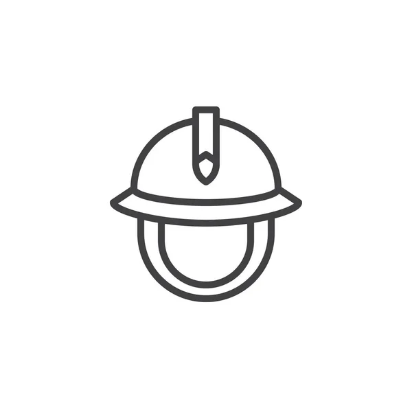 Icono de contorno del casco de bombero — Vector de stock