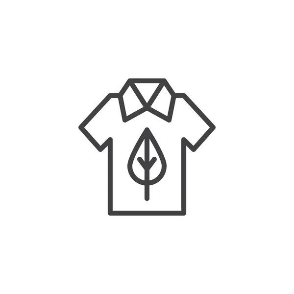 T shirt met blad overzicht pictogram — Stockvector