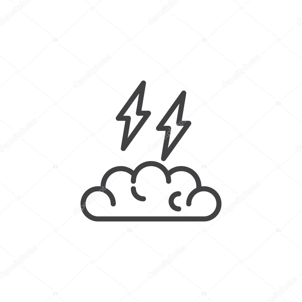 Brainstorming outline icon. linear style sign for mobile concept and web design. Brain and lightning simple line vector icon. Symbol, logo illustration. Pixel perfect vector graphics