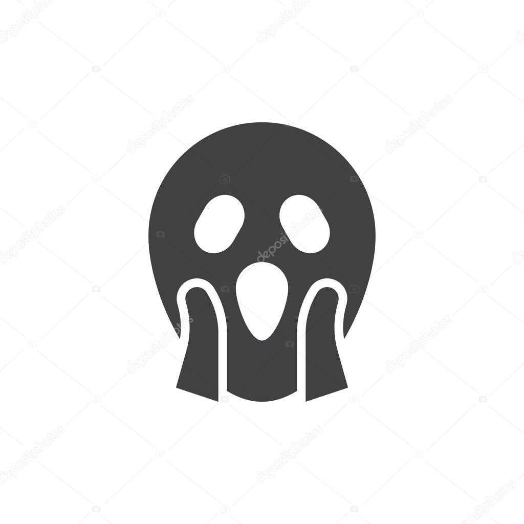 Shocked face emoji vector icon. filled flat sign for mobile concept and web design. Panic emoticon simple solid icon. Symbol, logo illustration. Pixel perfect vector graphics