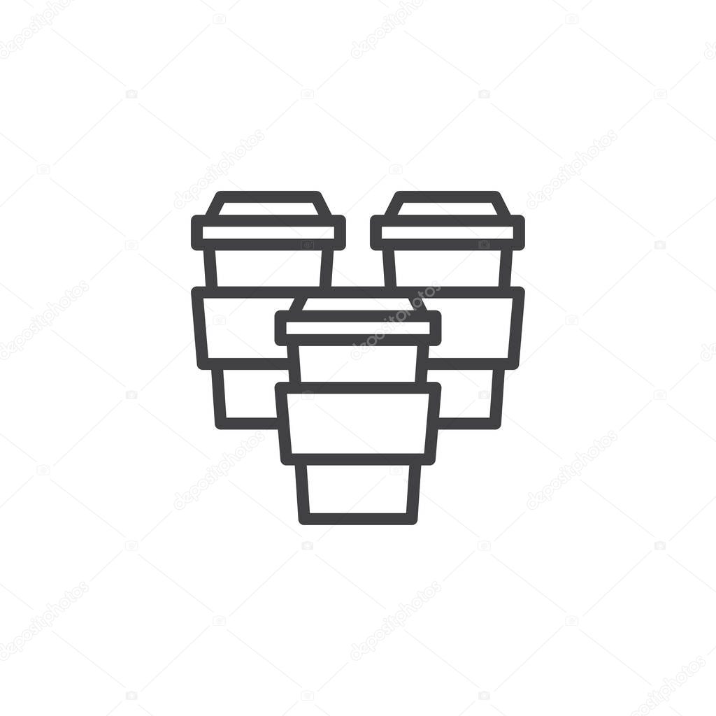 Takeaway coffee cups outline icon