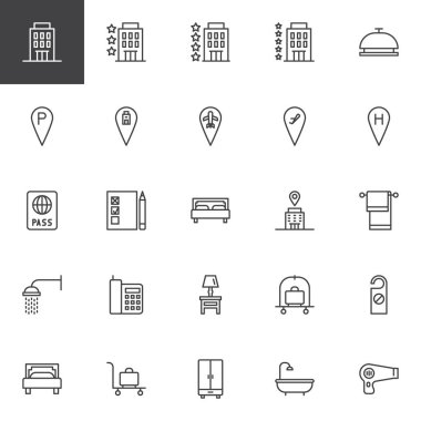 Otel Servisi anahat Icons set