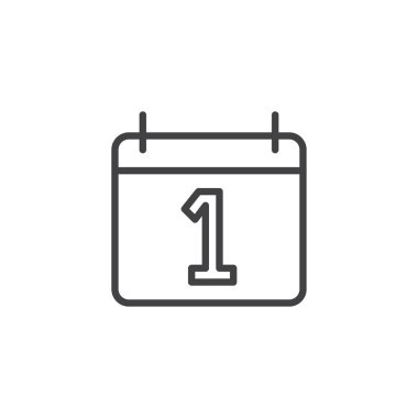 Takvim 1 gün anahat simgesini