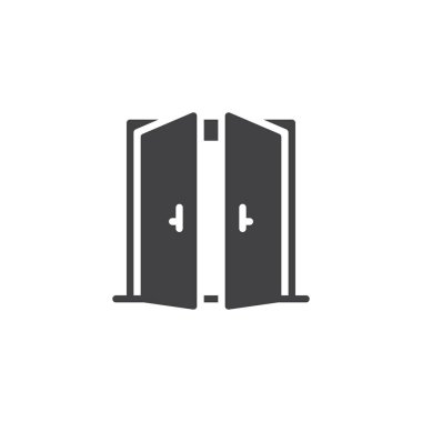 Açık çift kanatlı kapı vektör simgesi