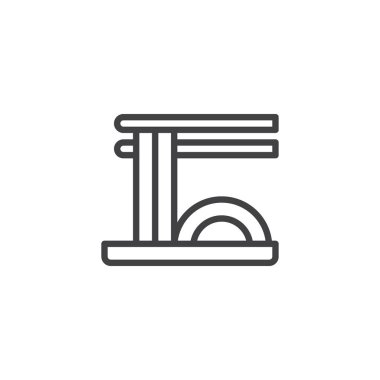 Erişte tabağı ve yemek çubuğu simgesini anahat