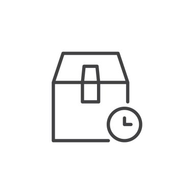 Teslimat kutusu bekleyen saat anahat simgesini