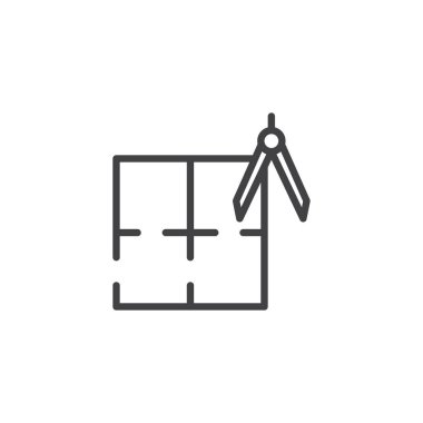 Plan ve mimari pusula anahat simgesini