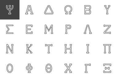 Anahat Yunan alfabesinin simgeler Icons set