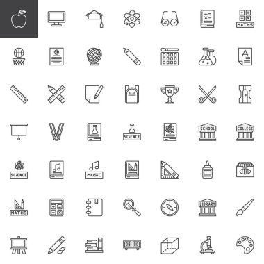Icons set eğitim öğeleri anahat