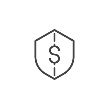 Para güvenlik koruma anahat simgesini