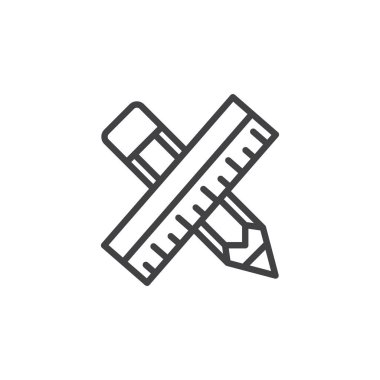 Kalem ve cetvel anahat simgesini