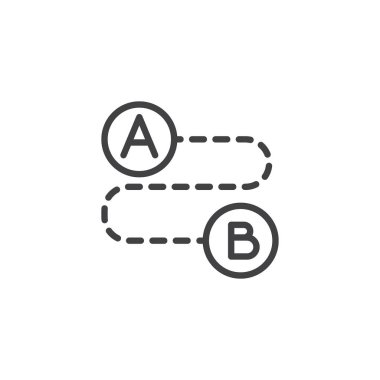 Noktası A noktasından B noktasına anahat simgesini