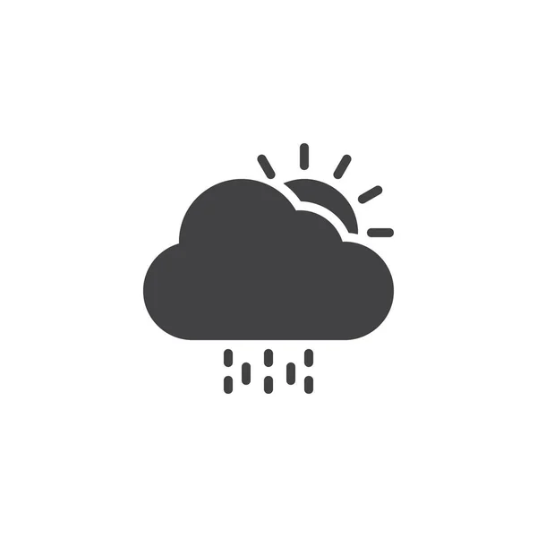 Sol com ícone de vetor de nuvem e chuva —  Vetores de Stock