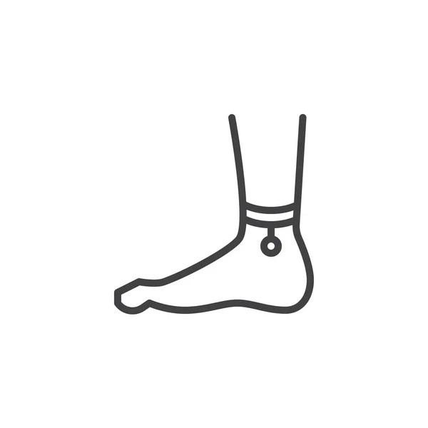 Kaki dengan ikon uraian gelang kaki - Stok Vektor