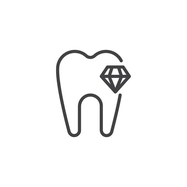 Diamond tooth outline icon — Stock Vector