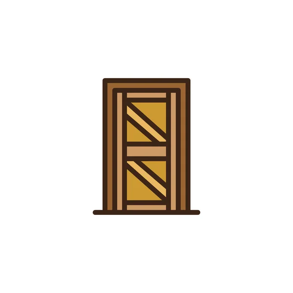 Icono de contorno lleno de puerta de madera — Archivo Imágenes Vectoriales