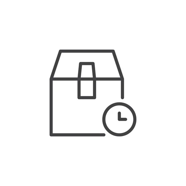 Delivery box waiting time outline icon — Stock Vector